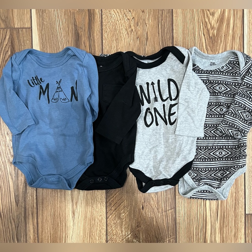 Yoga Sprout 100% Cotton 0-3 Months Long Sleeve Onesies